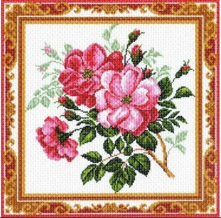 

Рисунок на ткани Ветка шиповника