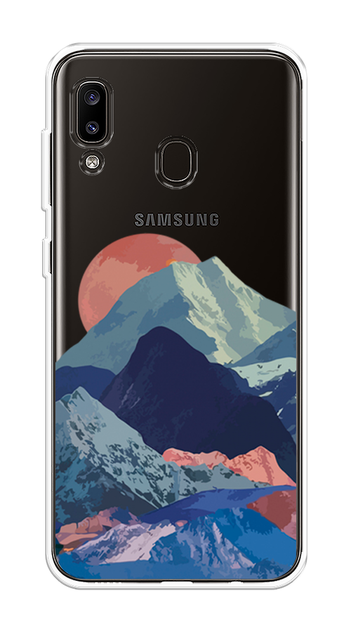 

Чехол на Samsung Galaxy A20 "Закат в снежных горах", Красный;серый;голубой, 27650-2