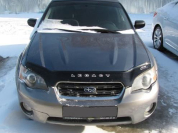 Дефлектор капота с надписью черный для Subaru Outback (2003-2009), Legacy (2003-2009)