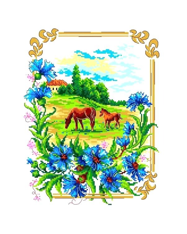 

Рисунок на ткани Васильки