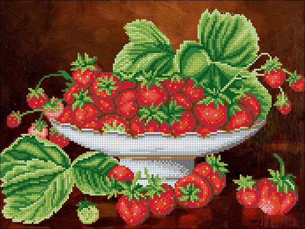 

Рисунок на ткани Ваза с клубникой