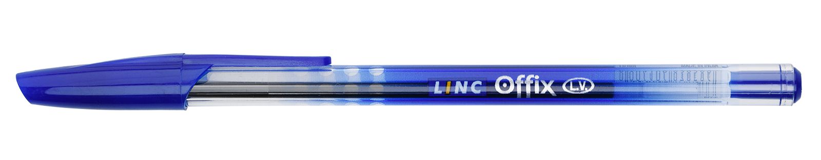Linc Ручка шарик. OFFIX 1 мм синий прозрачный корпус 1500FW/blue