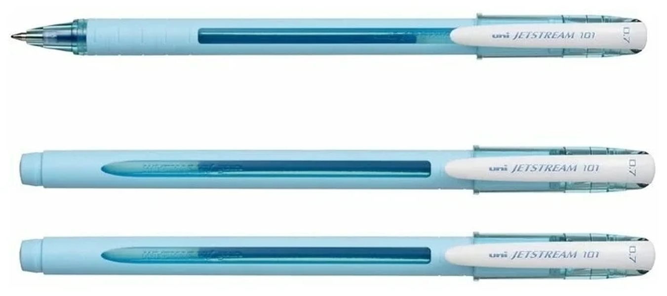Набор шариковых ручкек Jetstream SX-101-07FL синий корпуса: бирюзовый 0.7 мм. 3 шт