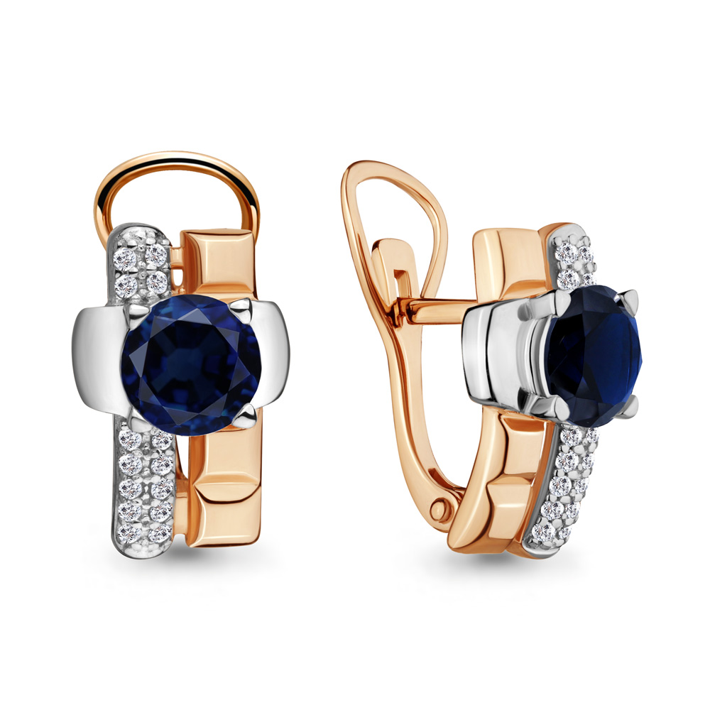 

Серьги из серебра с фианитом/сапфиром искусственным Aquamarine 45880Б, 45880Б_925_з
