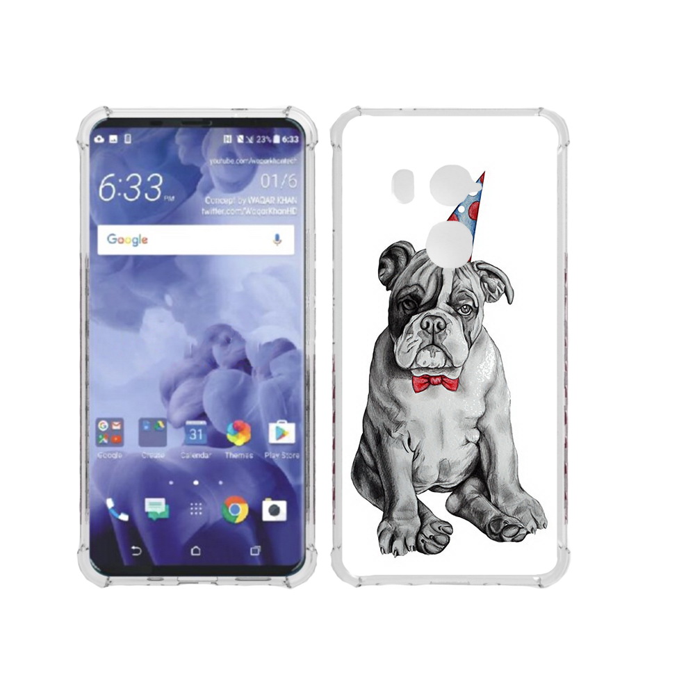 

Чехол MyPads Tocco для HTC U11 Plus праздничный щенок, Прозрачный, Tocco