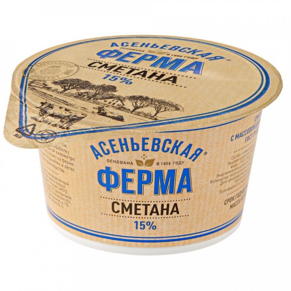 

Сметана Асеньевская ферма 15% 180 г