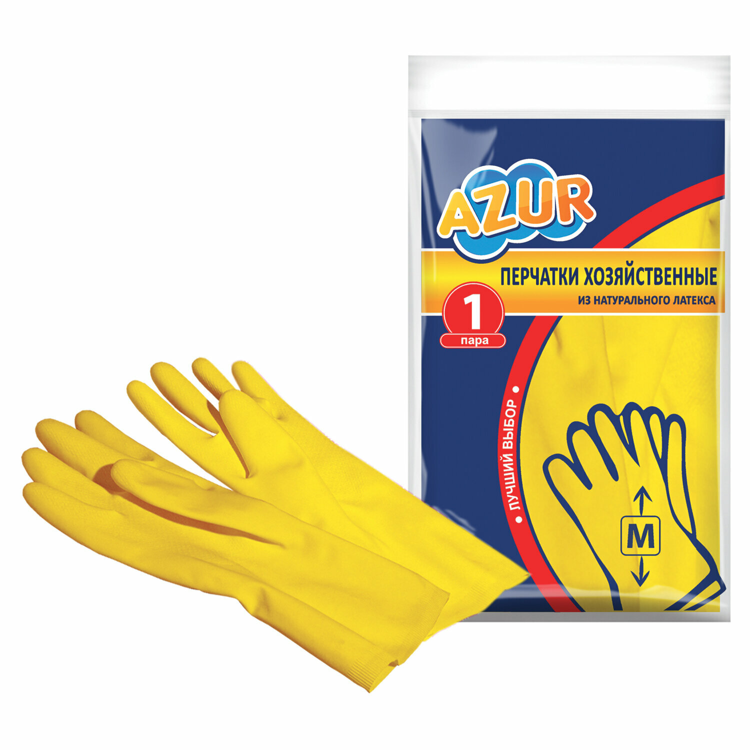 Перчатки с рифлеными пальцами Azur, размер M, 12 пар губки azur