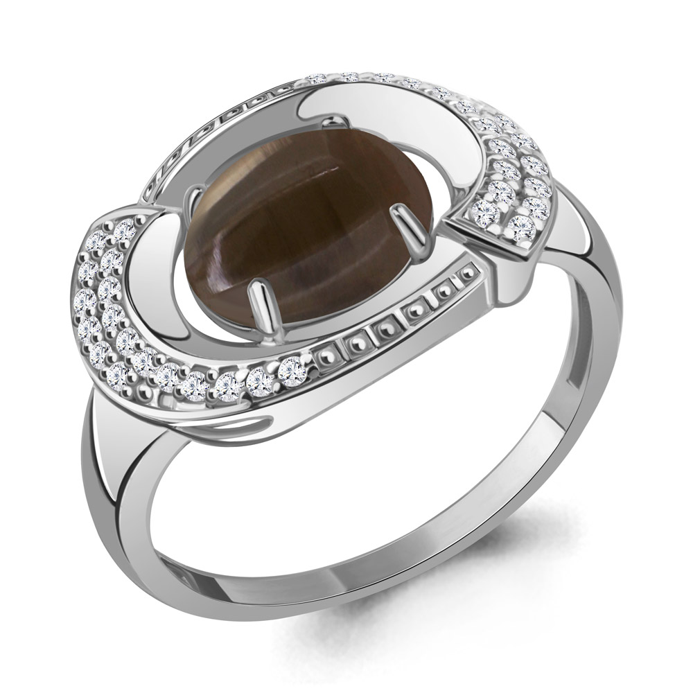 

Кольцо из серебра с кварцем/фианитом р., Aquamarine 6900601А, 6900601А_925_р