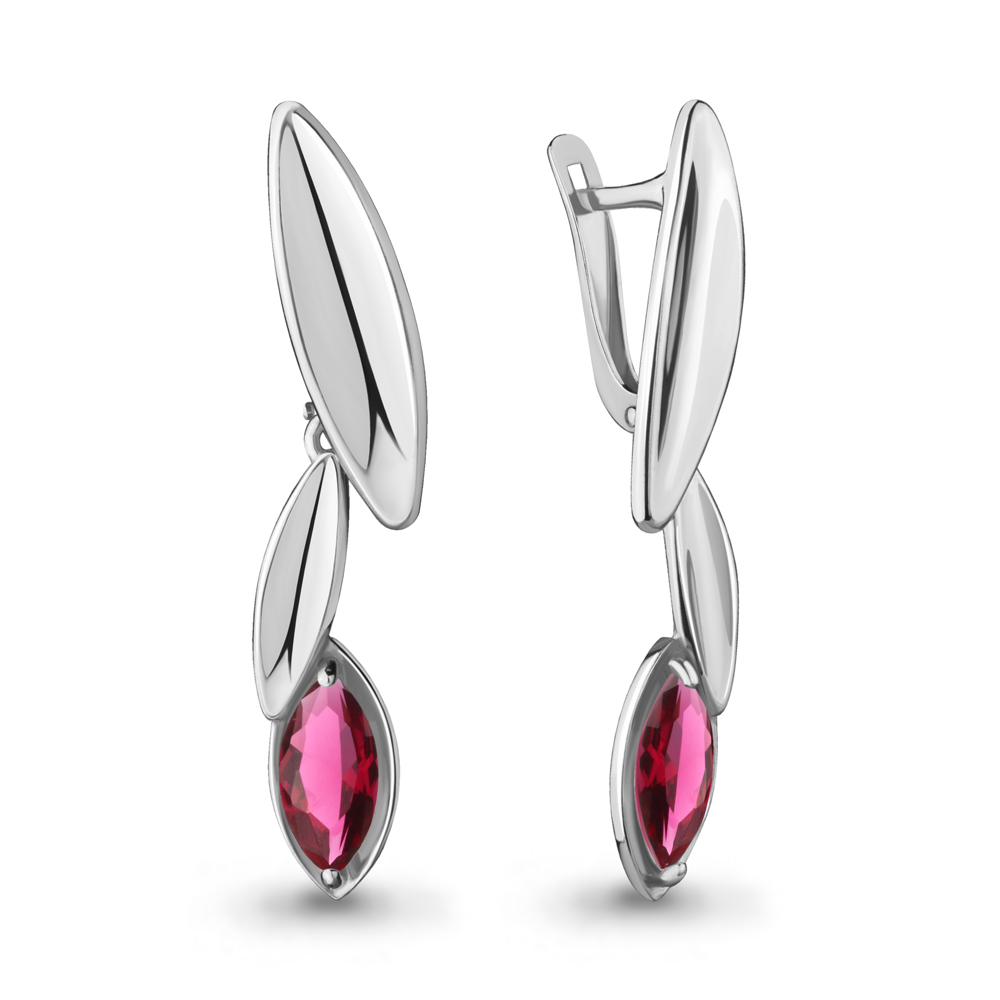 

Серьги из серебра с рубеллитом искусственным Aquamarine 47272604, 47272604_925_р