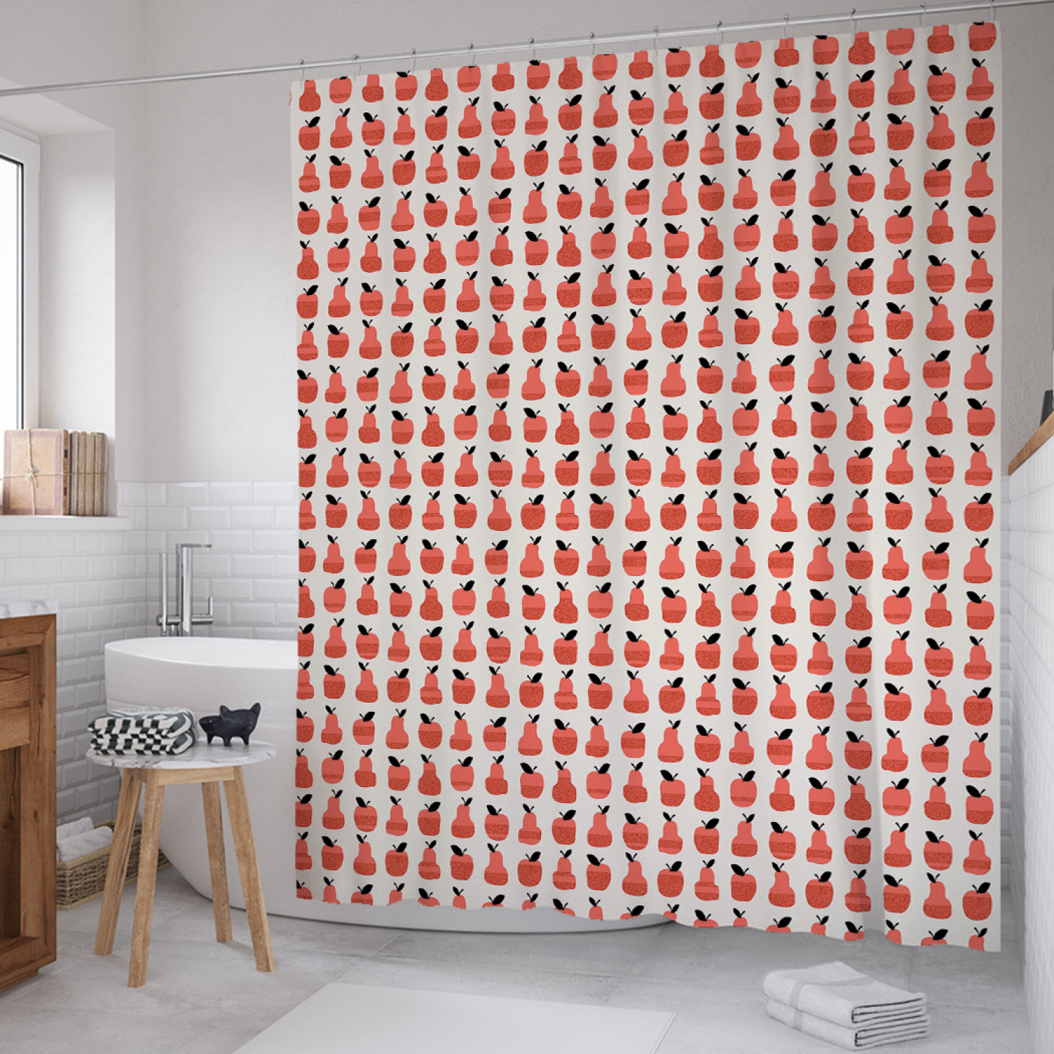 

Штора для ванной JoyArty "Груши и яблоки" из сатена, 180х200 см с крючками, Красный, Груши и яблоки