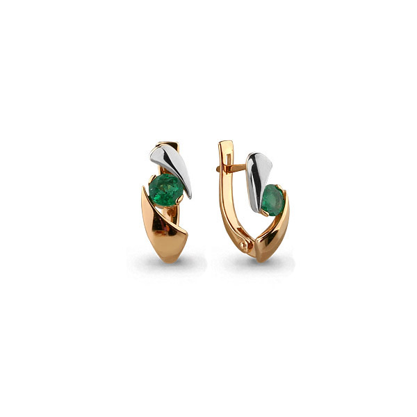 

Серьги из красного золота с изумрудом Aquamarine 941743к, 941743к_585_кз