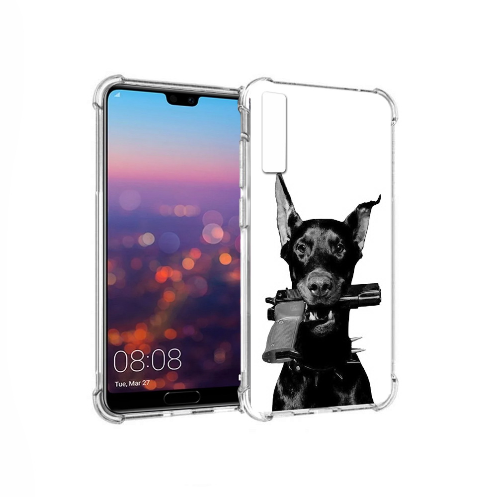 

Чехол MyPads Tocco для Huawei P20 Pro доберман с пистолетом (PT108144.28.331), Прозрачный, Tocco