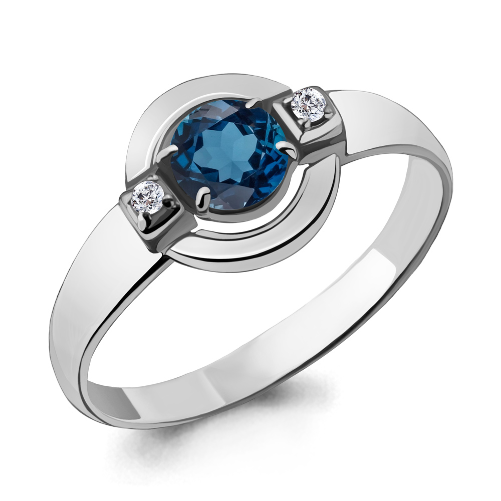 

Кольцо из серебра с топазом/фианитом р., Aquamarine 6912308А, 6912308А_925_р