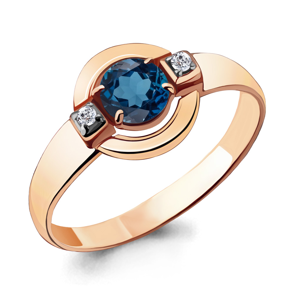 

Кольцо из серебра с топазом/фианитом р., Aquamarine 6912308А, 6912308А_925_з