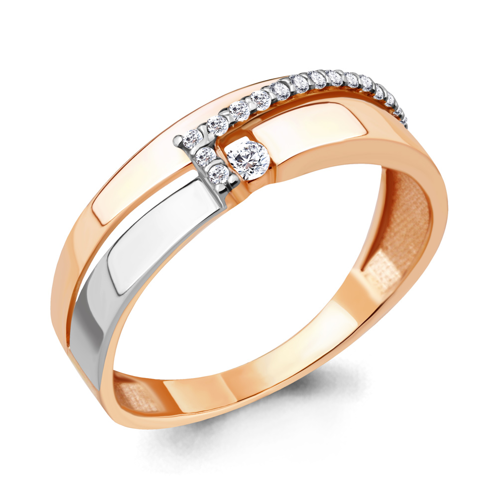 

Кольцо из красного золота с фианитом р. Aquamarine 64376А, 64376А_585_кз