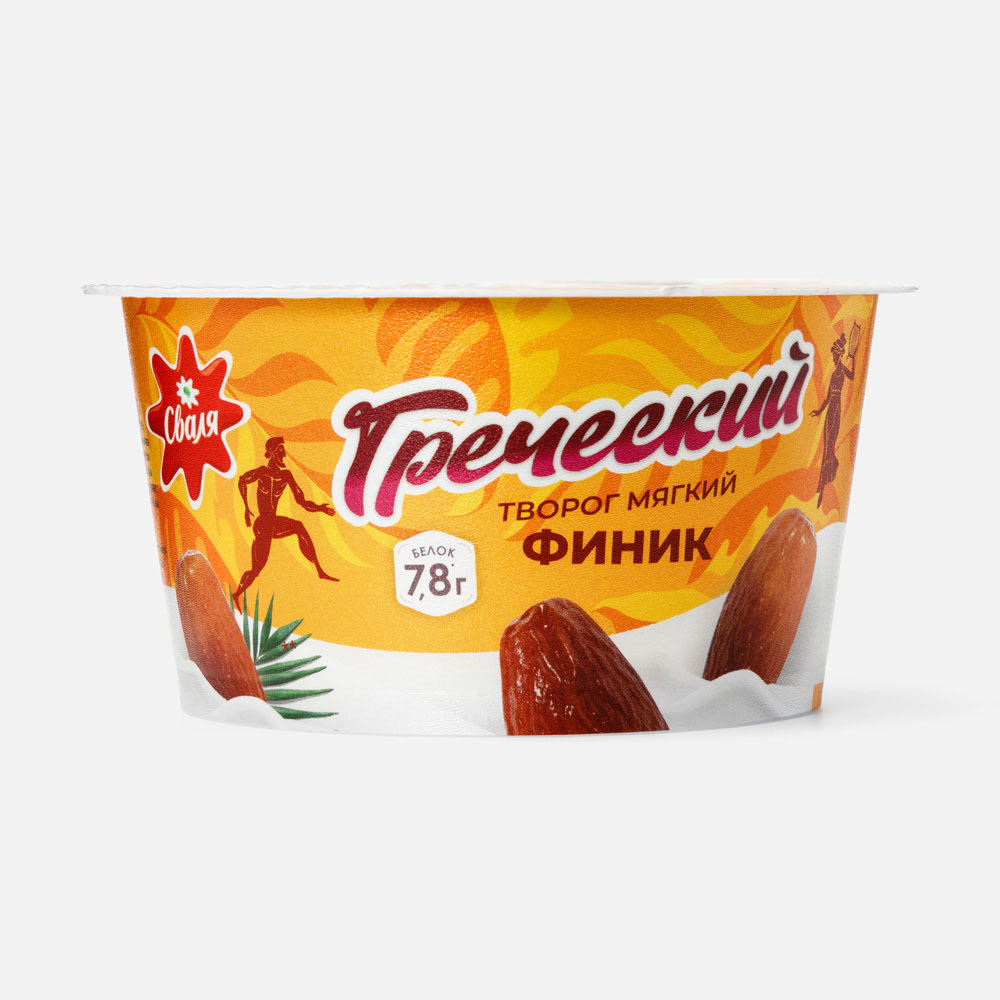 Творог Сваля мягкий, греческий, с фиником, 3,5%, 130 г