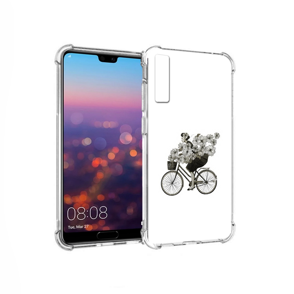 Чехол MyPads Tocco для Huawei P20 Pro девушка на велосипеде с цветами (PT108144.28.307)