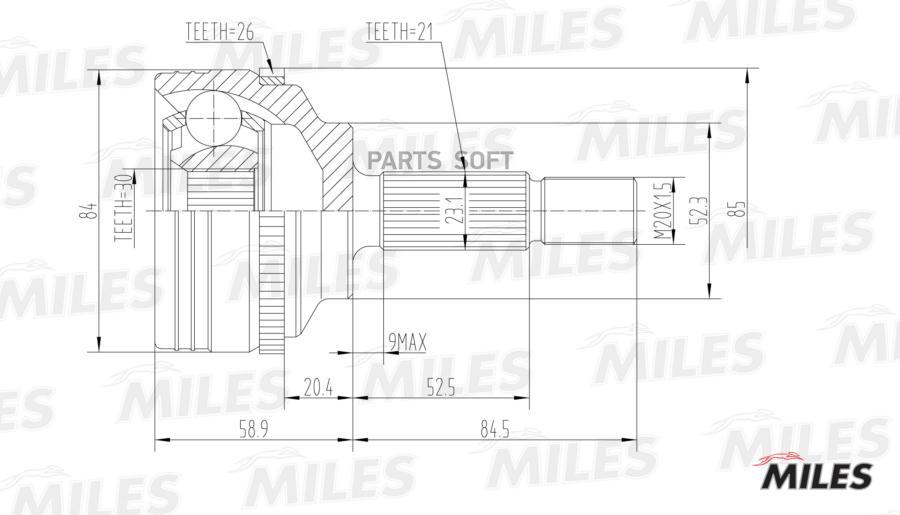 

MILES Шрус MILES ga20387 комплект