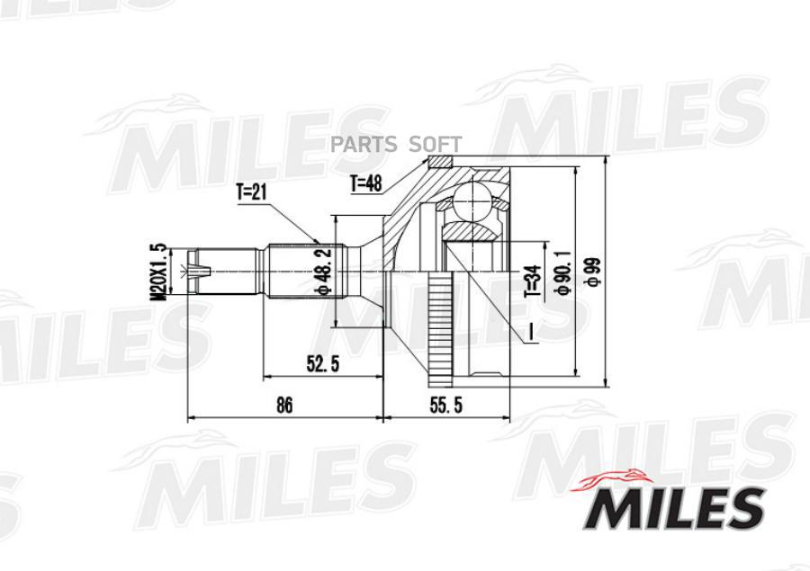 

MILES Шрус MILES ga20372 комплект