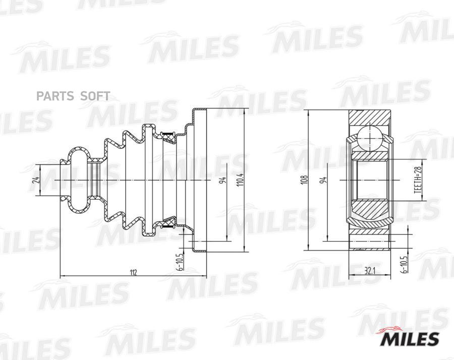

MILES Шрус MILES ga00001 комплект