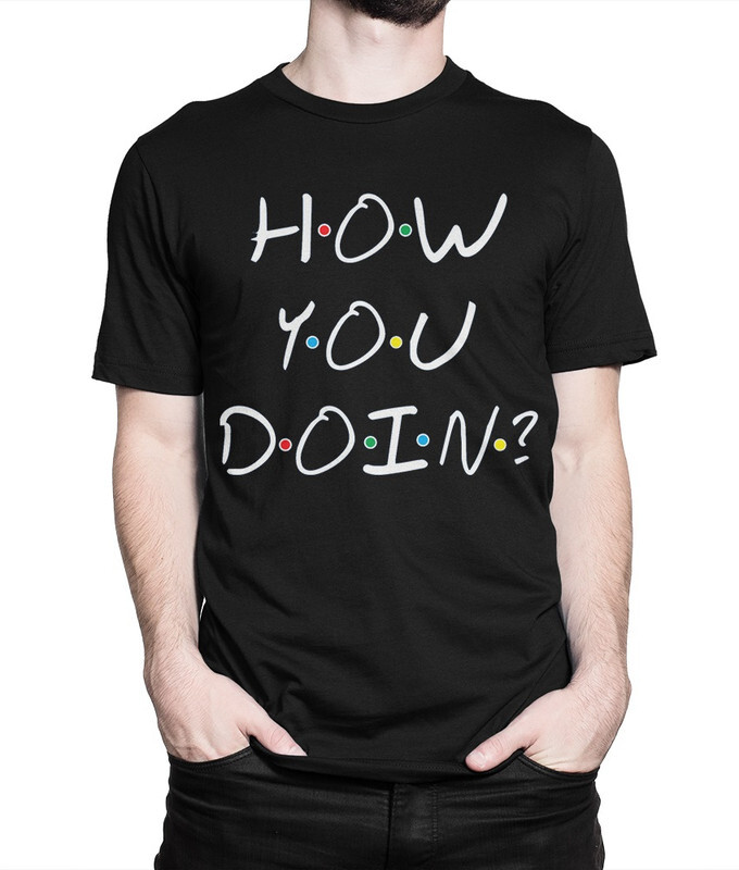 

Футболка мужская Dream Shirts Сериал Друзья - How You Doin 445835222 черная L, Сериал Друзья - How You Doin 445835222
