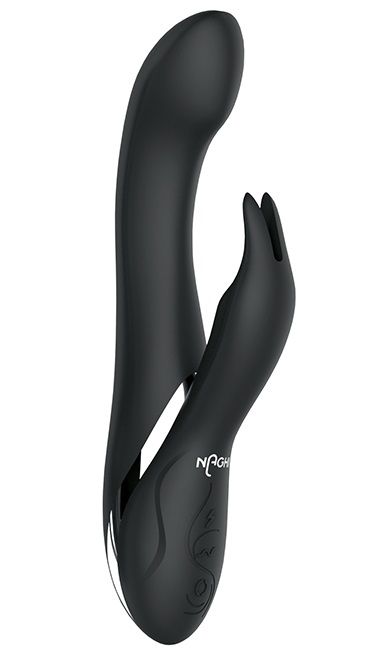 фото Черный вибратор-кролик naghi no.33 rechargeable duo vibrator 23 см tonga