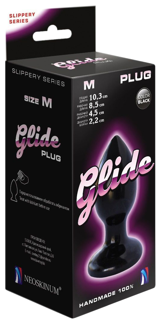 фото Черный анальный плаг glide m - 10,3 см. lovetoy