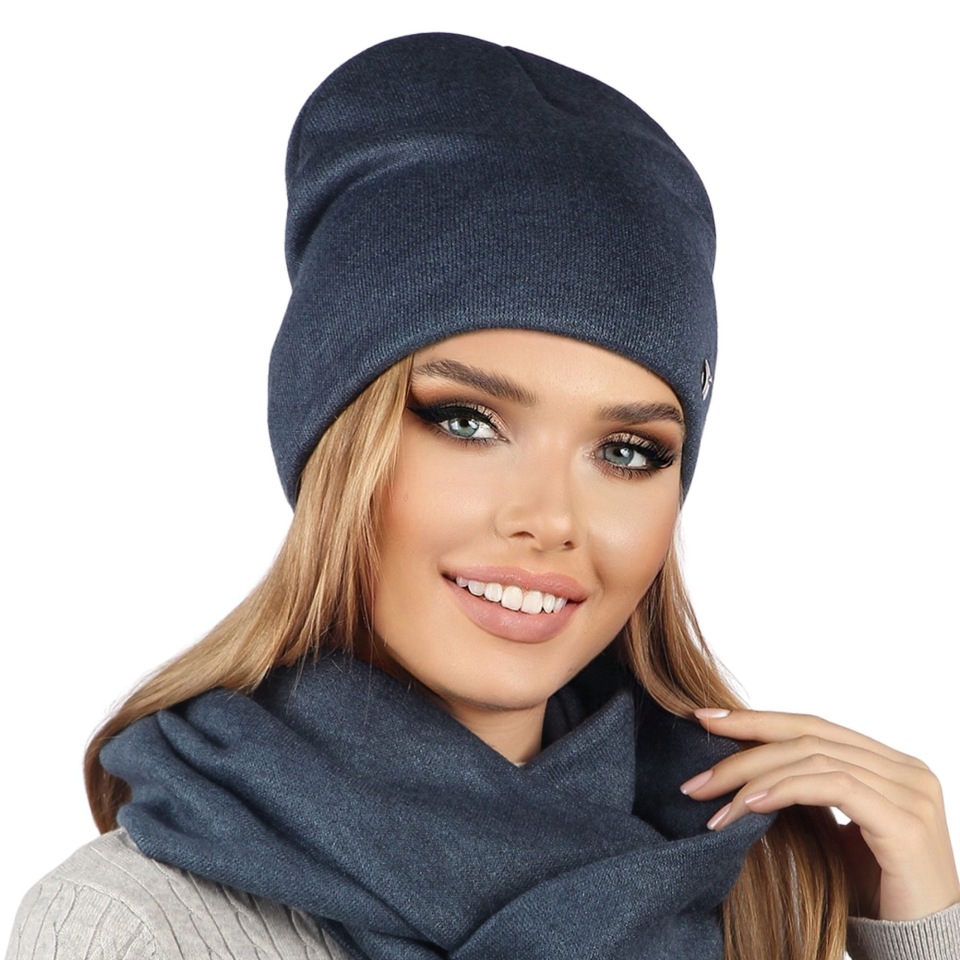 

Шапка бини женская Pretty Mania ZW153 темно-синяя р. 56-58, ZW153