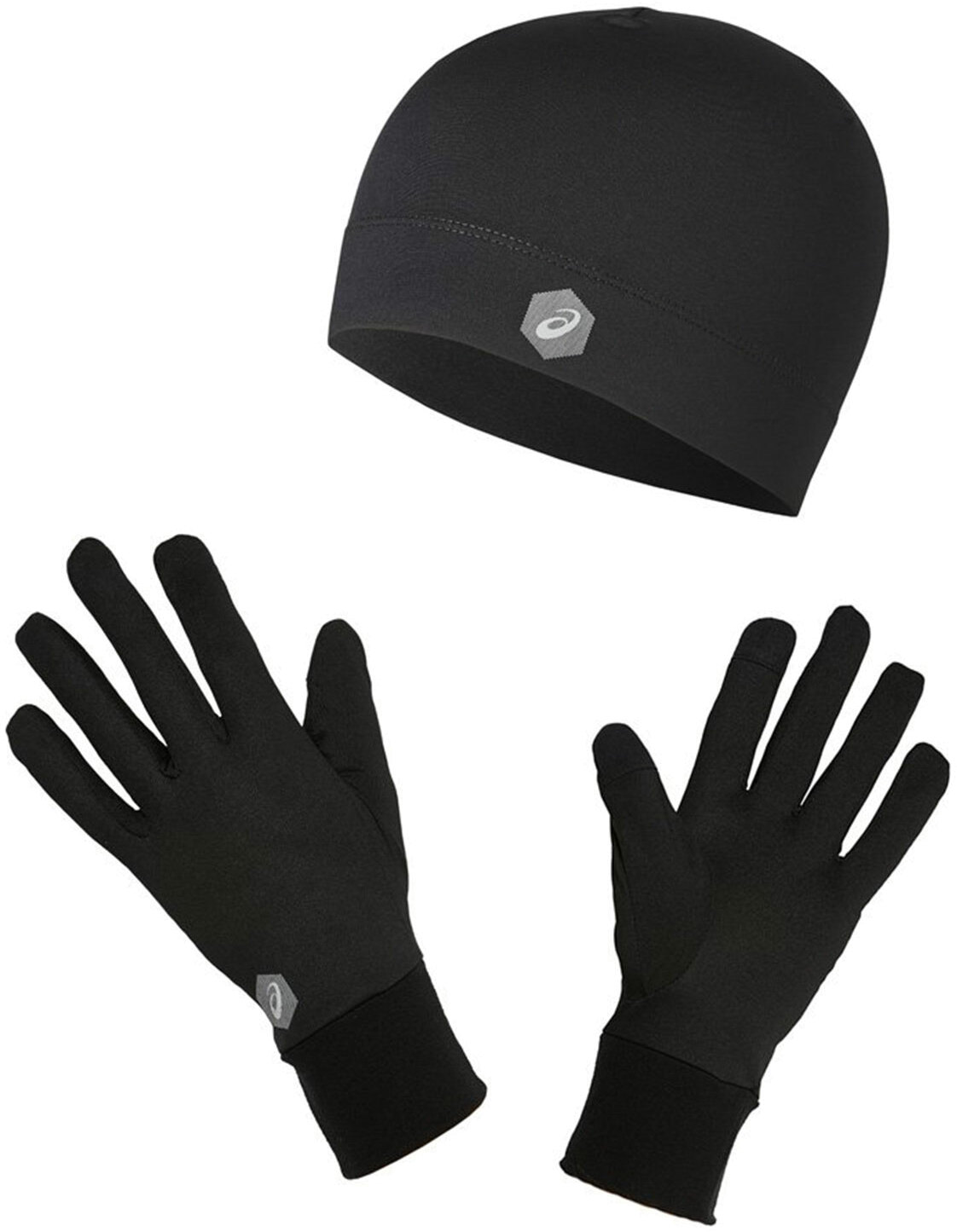 фото Комплект шапка и перчатки унисекс asics running pack черные xl