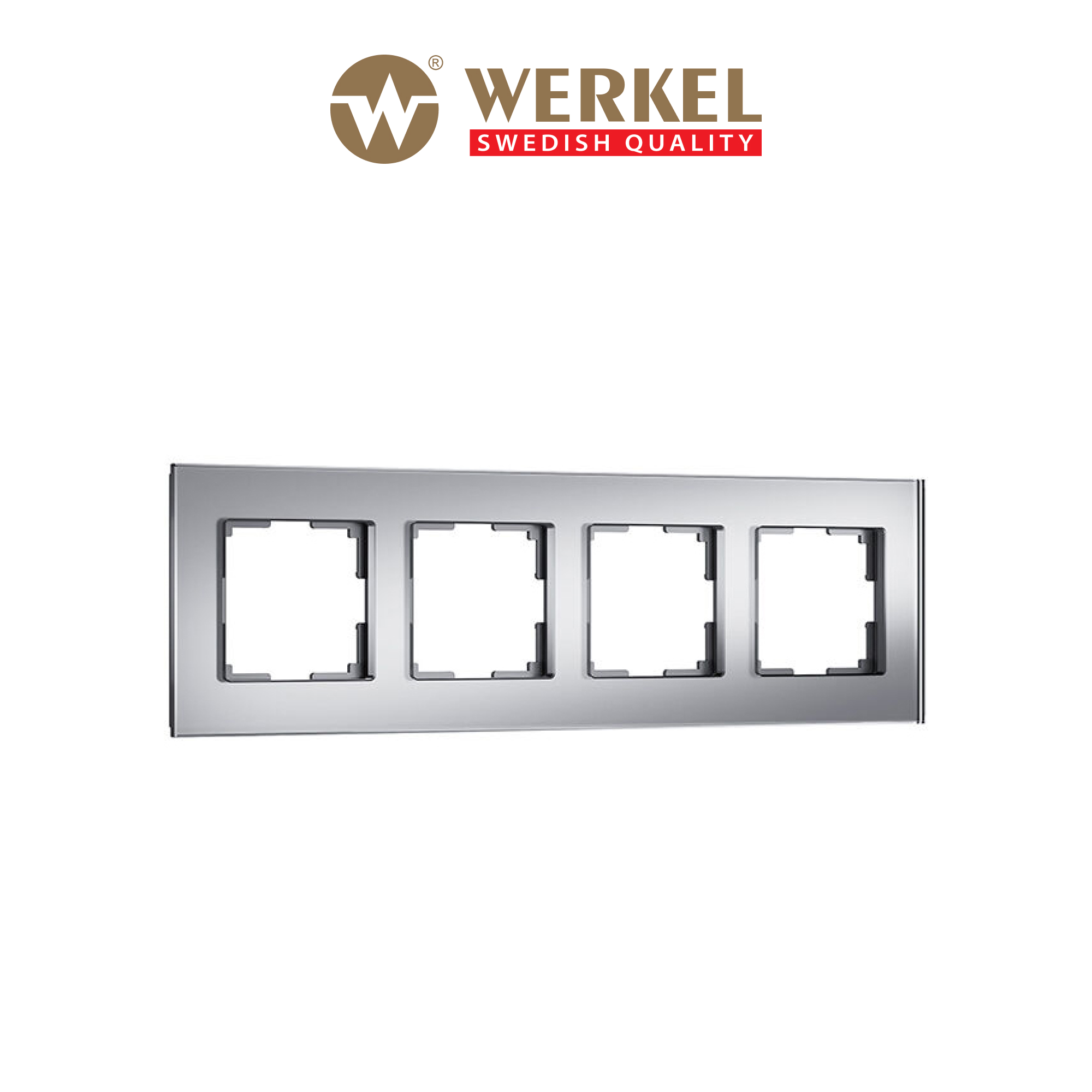 

Рамка для розетки / выключателя на 4 поста Werkel W0043106 Senso серебряный soft-touch, Серебристый, Senso