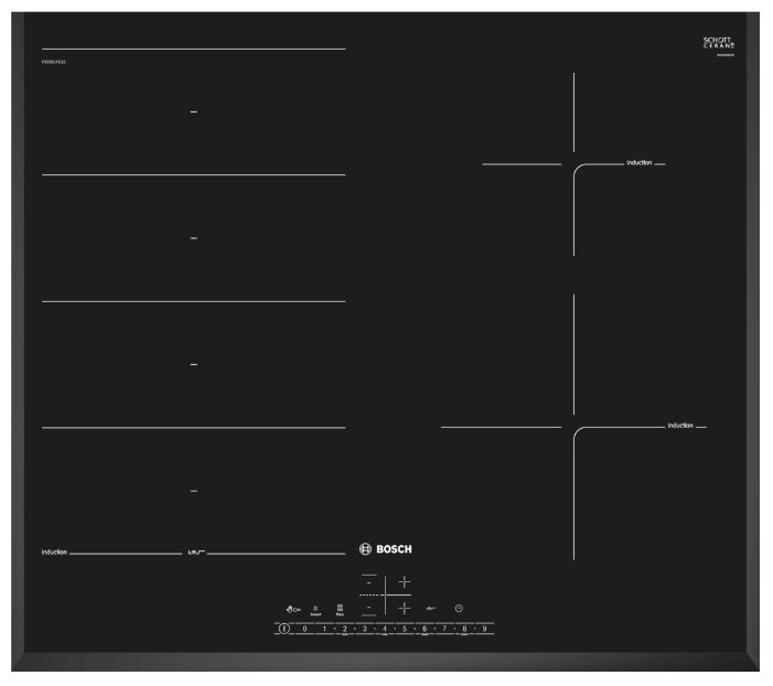 Встраиваемая варочная панель индукционная Bosch PXE651FC1E черный