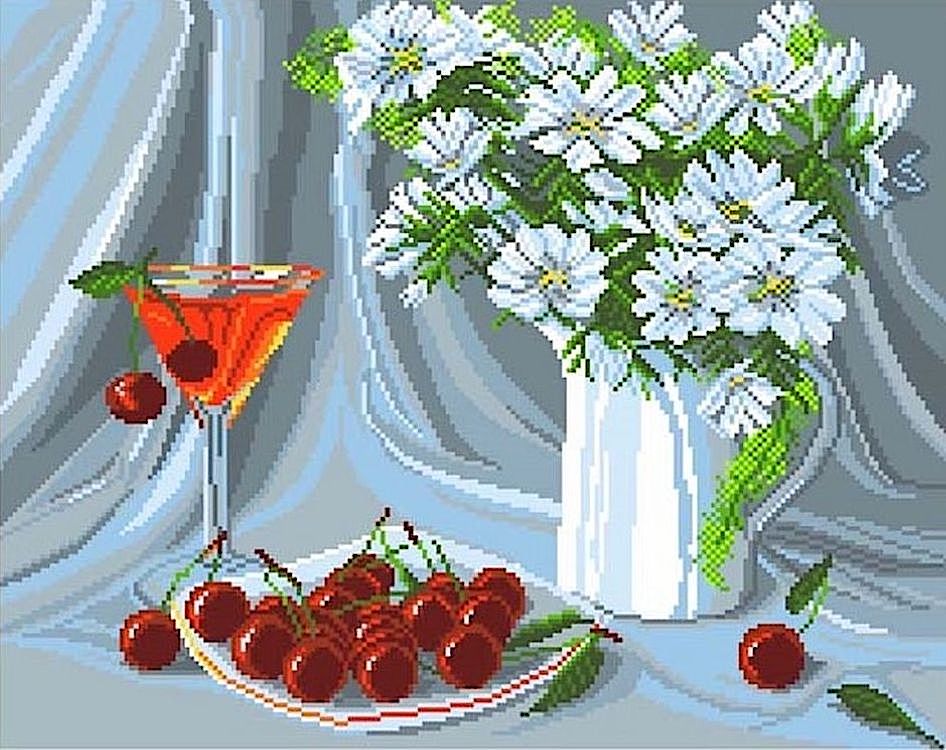 

Рисунок на ткани Белоснежные цветы