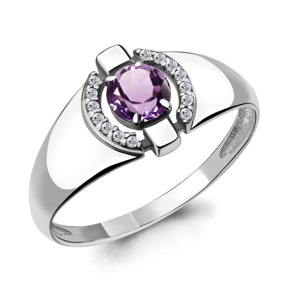 

Кольцо из серебра с аметистом/фианитом р., Aquamarine 6912404А, 6912404А_925_р