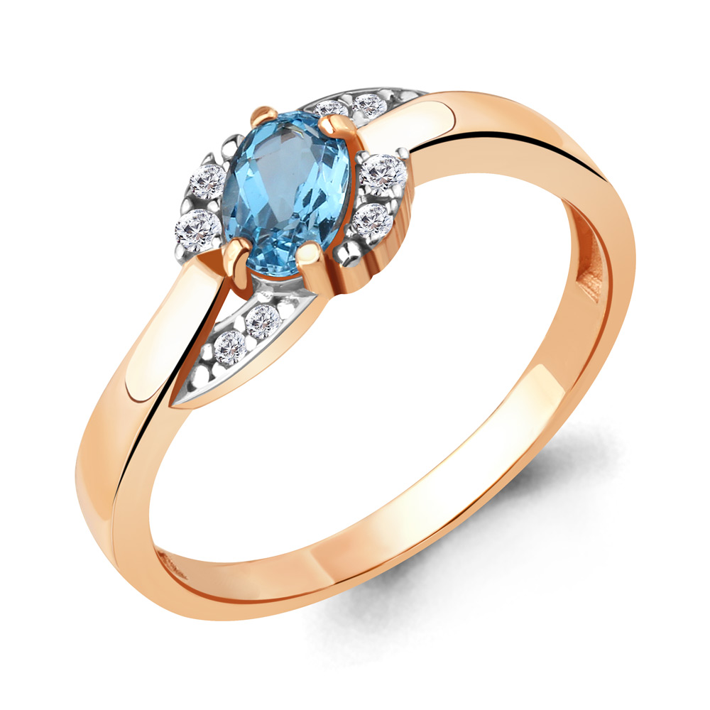 

Кольцо из серебра с топазом/фианитом р., Aquamarine 6920105А, 6920105А_925_з