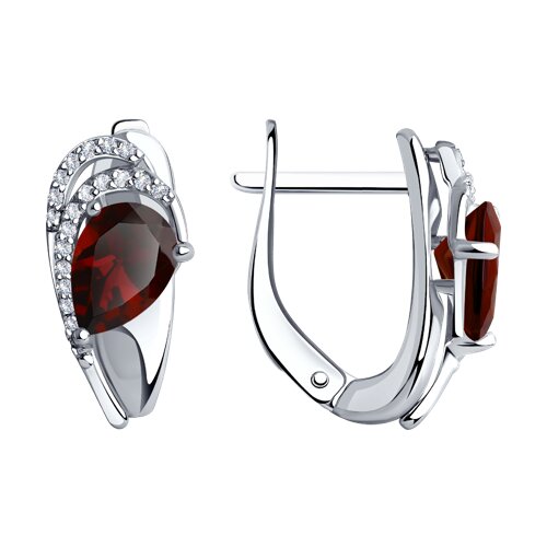 

Серьги из серебра TEO MAORI 894-320-00548-2, гранат/фианит, 894-320-00548-2