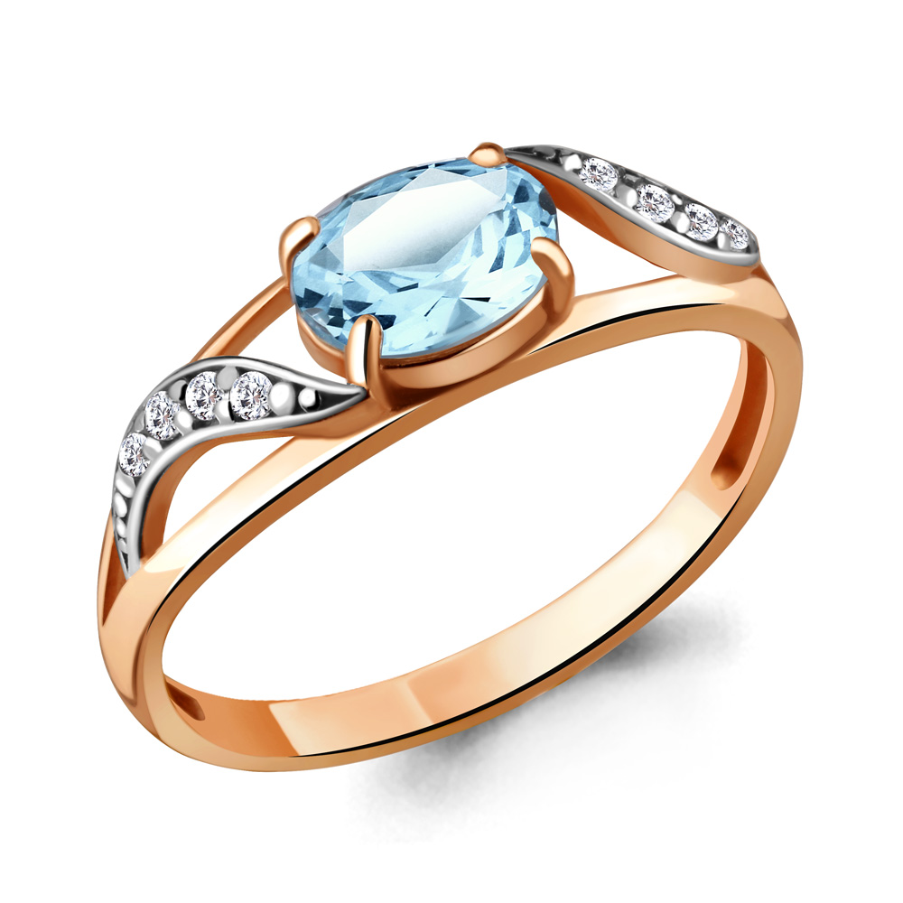 

Кольцо из серебра с топазом/фианитом р., Aquamarine 6933202А, 6933202А_925_з