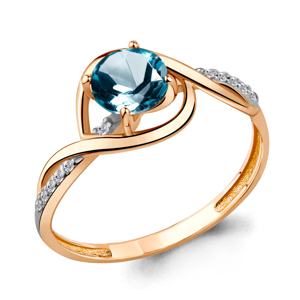 

Кольцо из серебра с топазом/фианитом р. Aquamarine 6520708А, 6520708А_925_з