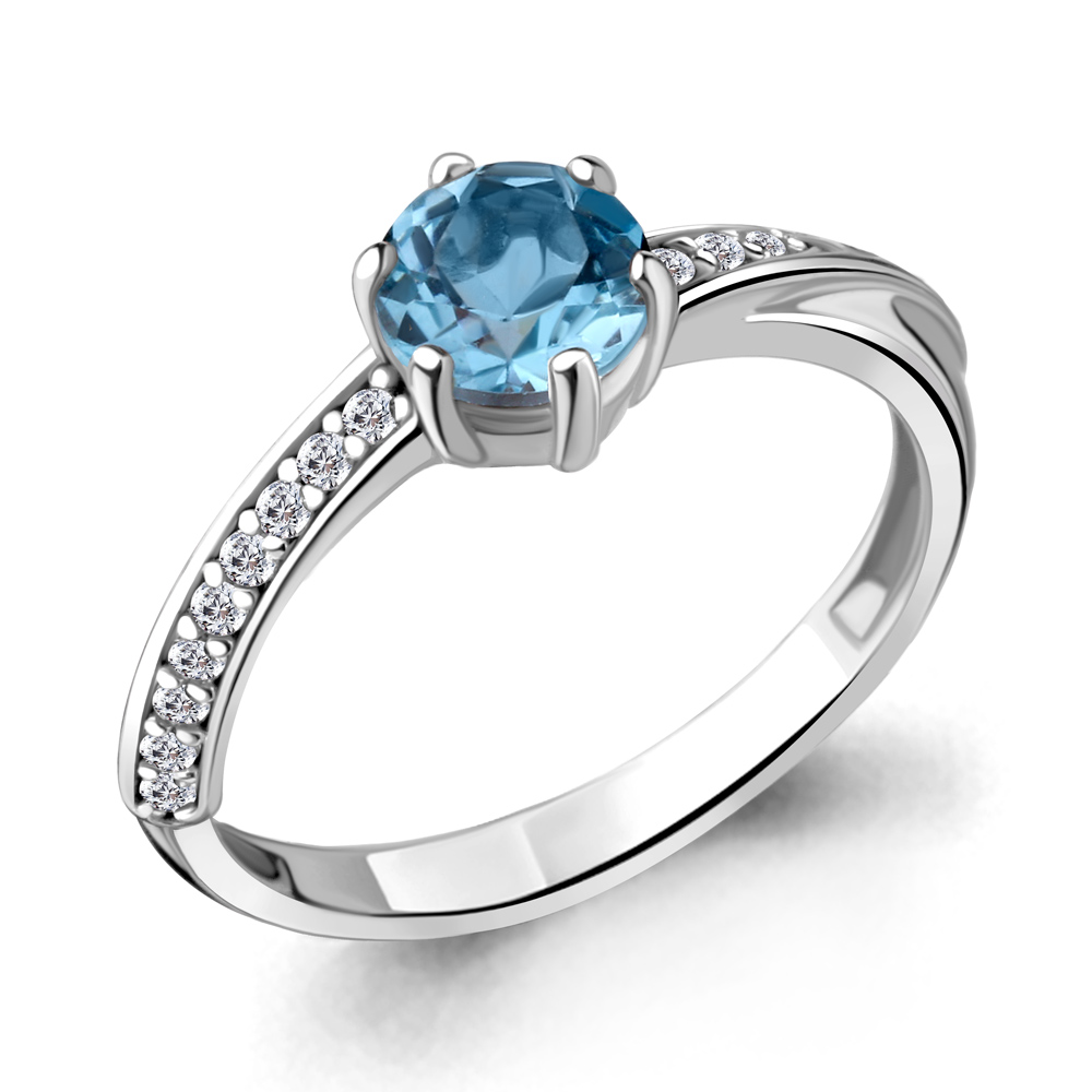

Кольцо из серебра с топазом/фианитом р. Aquamarine 6938705А, 6938705А_925_р