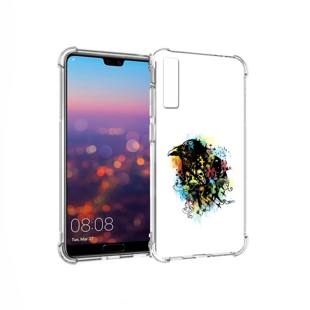 

Чехол MyPads Tocco для Huawei P20 Pro ворон и черепа (PT108144.28.273), Прозрачный, Tocco