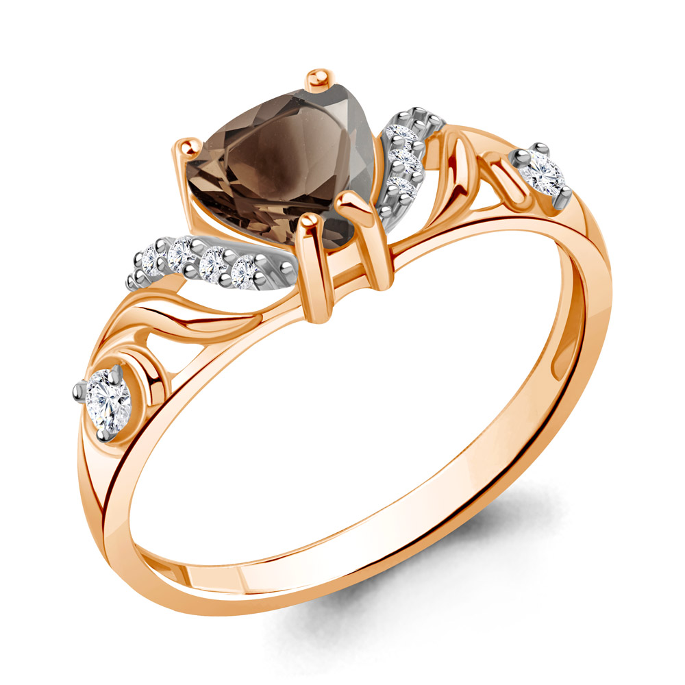 

Кольцо из серебра с кварцем/фианитом р., Aquamarine 6449401А, 6449401А_925_з