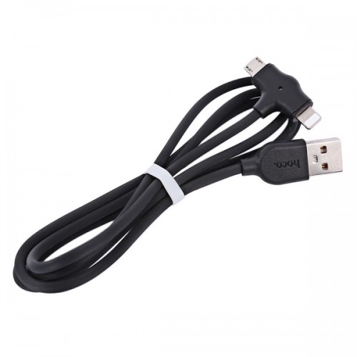 фото Кдата-кабель hoco x10 starfish three connector charging cable lightning micro usb (черный) daprivet