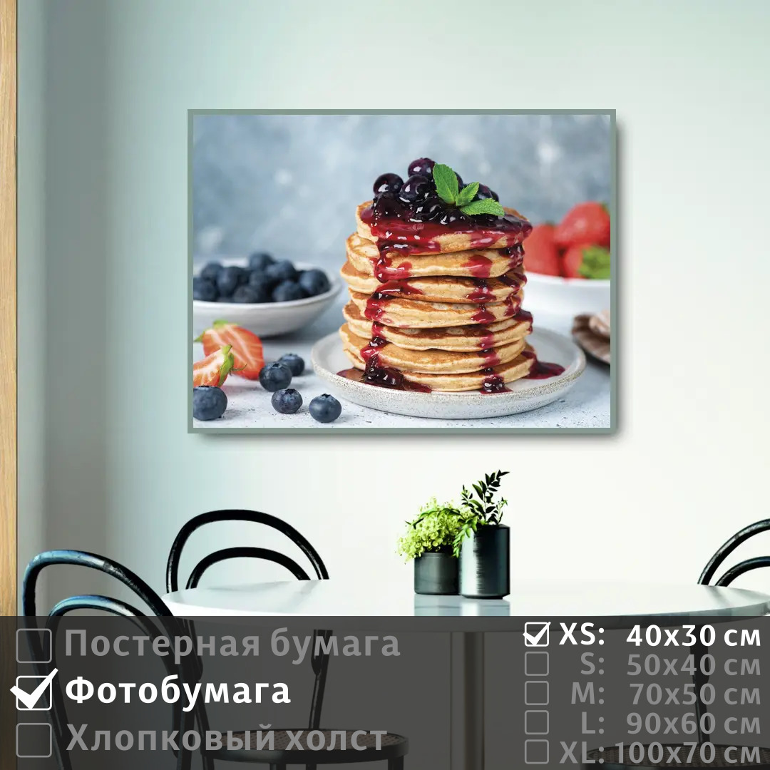 

Постер на фотобумаге ПолиЦентр Блины на завтрак в кофейне 40х30 см, БлиныНаЗавтракВКофейне