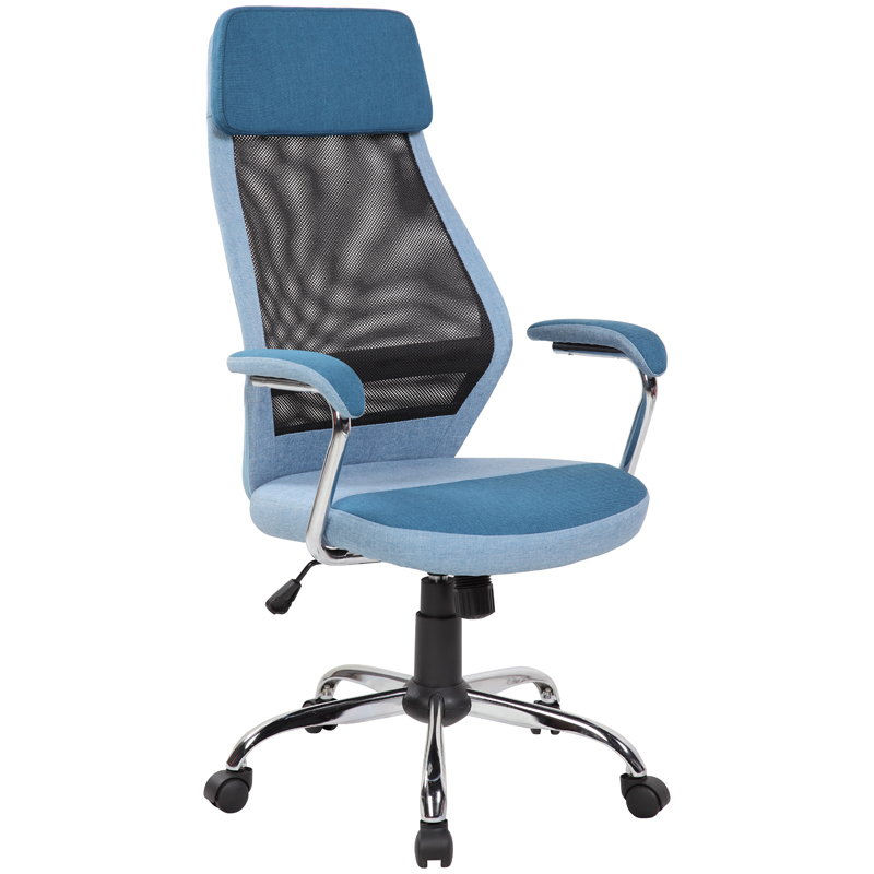 

Кресло руководителя Helmi HL-E41 Stylish, ткань/сетка, синяя/голубая
