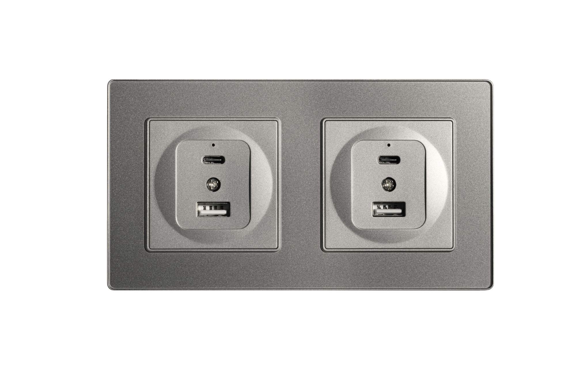 фото Розетка bracket m2g 157 20w usb-type c grey