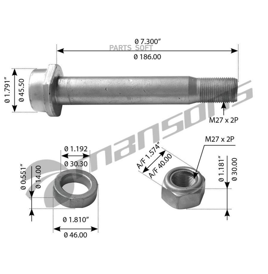 

MANSONS Болт SCHMITZ рессоры (M27x2x186, с гайкой и шайбой) MANSONS