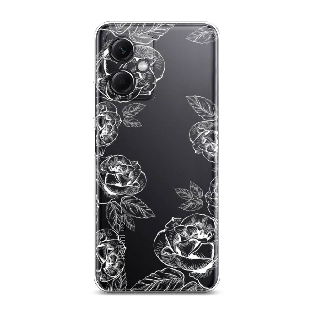 

Чехол на Xiaomi Redmi Note 12 5G "Розы графика", Черный;серый, 316950-2