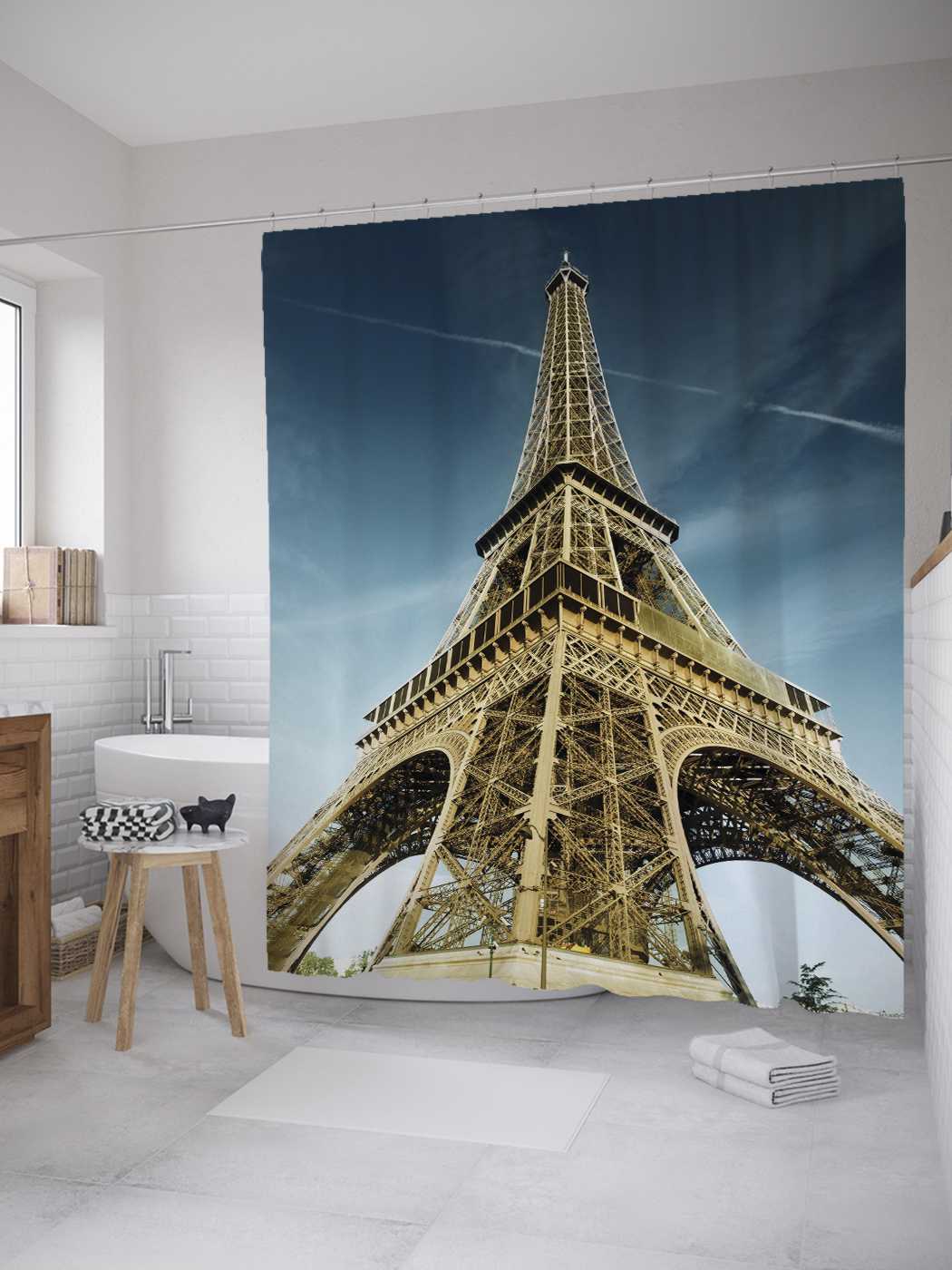 

Штора для ванной JoyArty "Парижское место" из сатена, 180х200 см с крючками, Коричневый
