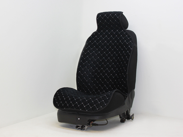 

Накидки на сиденья РОМБ, велюр черный, белая нить, на весь салон, 5 шт, силикон подл.