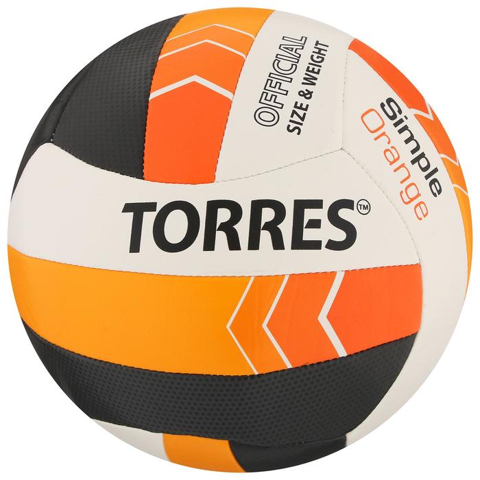 Мяч волейбольный TORRES Simple Orange, размер 5, синтетическая кожа (ТПУ), машинная сшивка