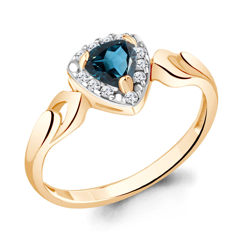 

Кольцо из серебра с топазом/фианитом р., Aquamarine 6942508А, 6942508А_925_з